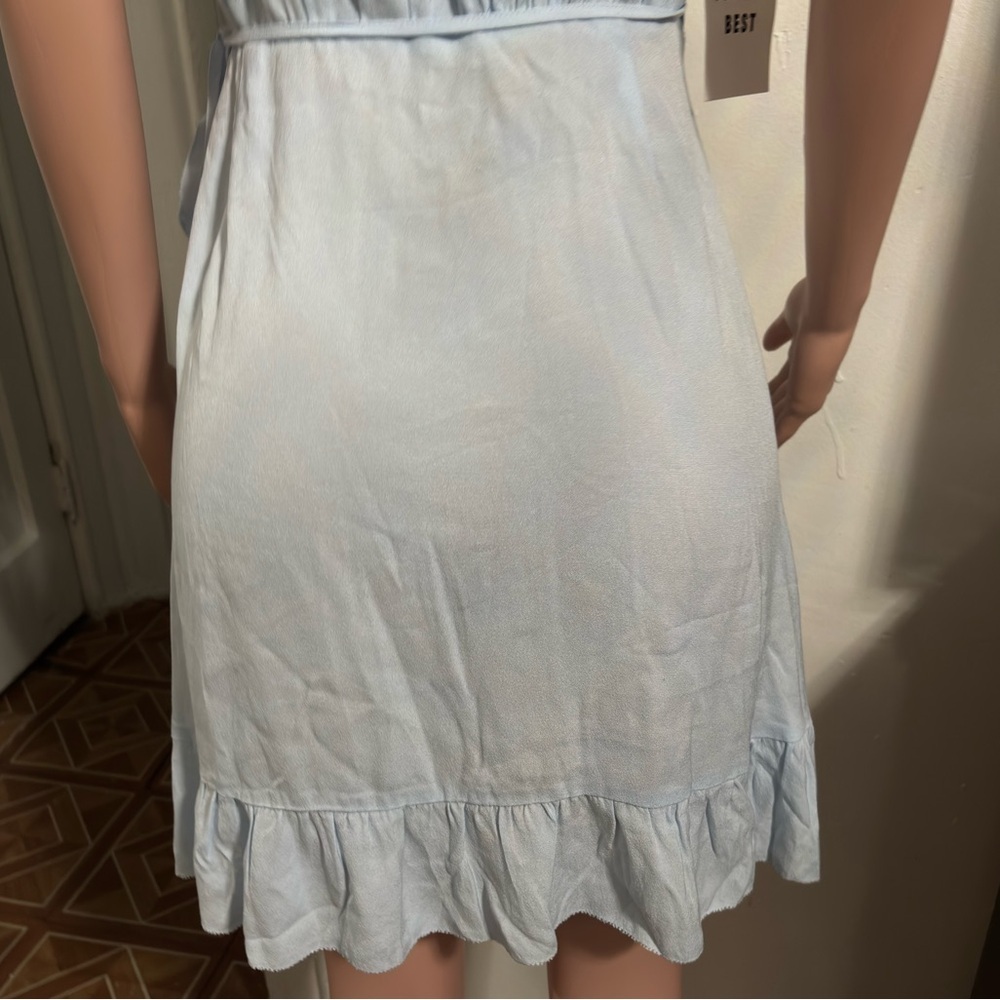 NWT SUNDAY BEST Aritzia Blue Asymmetrical Wrap Dress - Picture 10 of 16